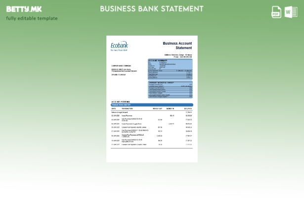 модерен стил Извештај за фирмата на Конго Екобанк Шаблон Word и PDF